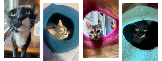 The Pussy Pod Rainbow Wool Felt Cat Cave